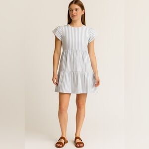 Harlow & Rose Women’s 100% Cotton Classic Striped Babydoll Dress Size Small